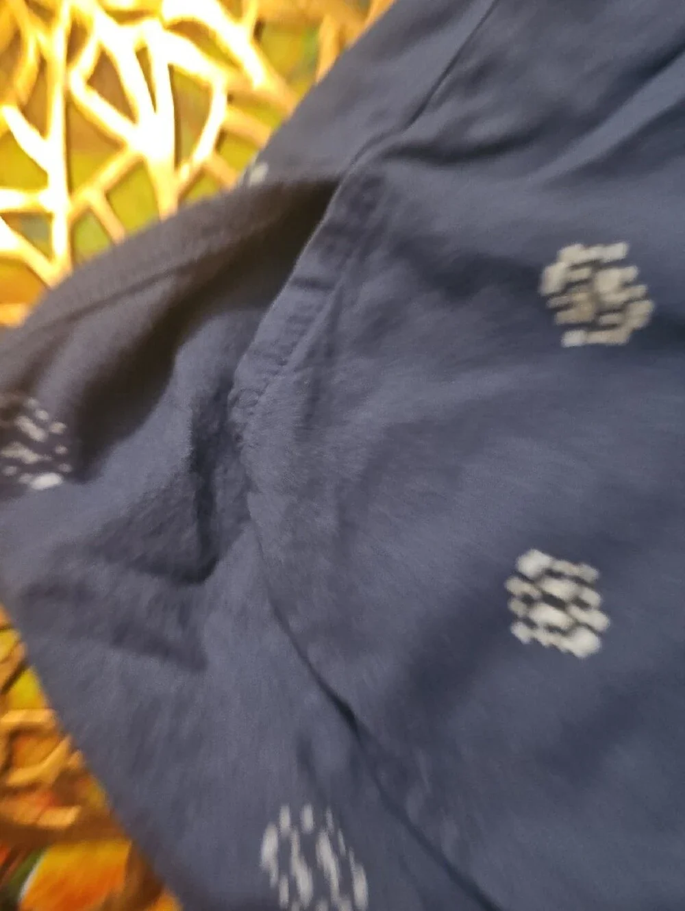 a.n.a Navy Button-Down Shirt with White Dot Motif